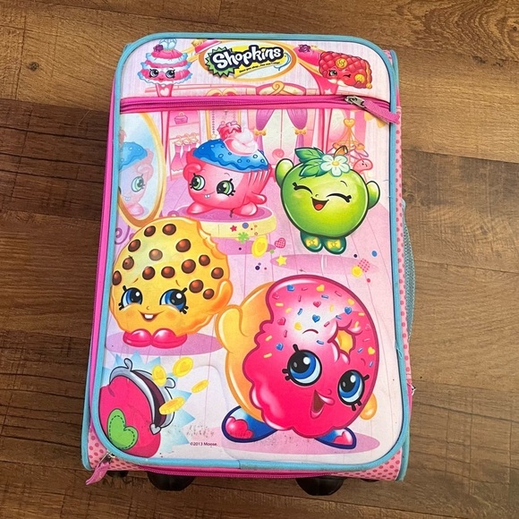 Shopkins soft shell carry on rolling luggage pockets zipper handles wheels - Picture 1 of 8